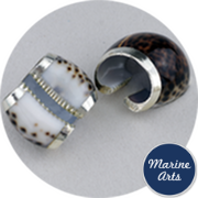 8268-P18 - Silver Edge Napkin Ring - Tiger Cowrie (2 Pack)